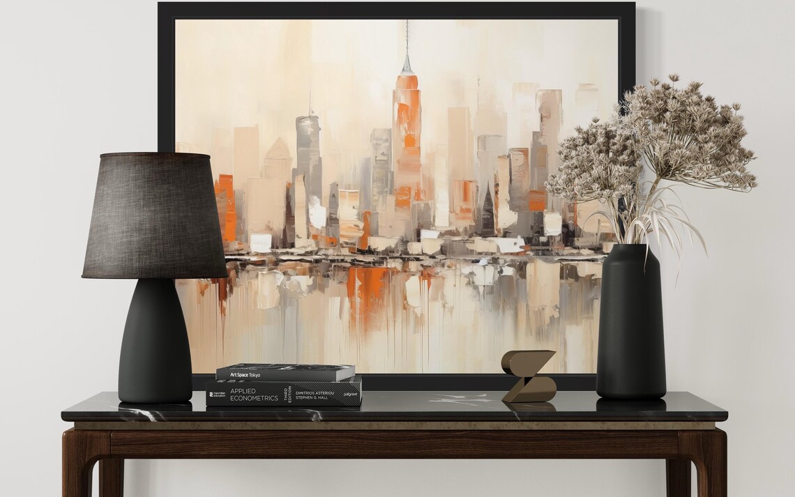 Skyline Abstract Art Print, Original Paint Artwork - Image 3