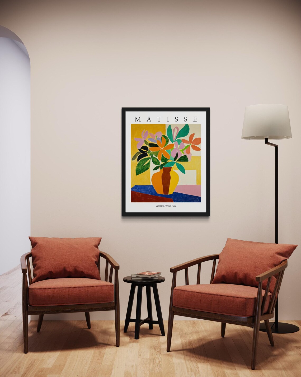 Matisse Style Clematis Flower Vase Warm Fauvist Still Life Poster - Image 2