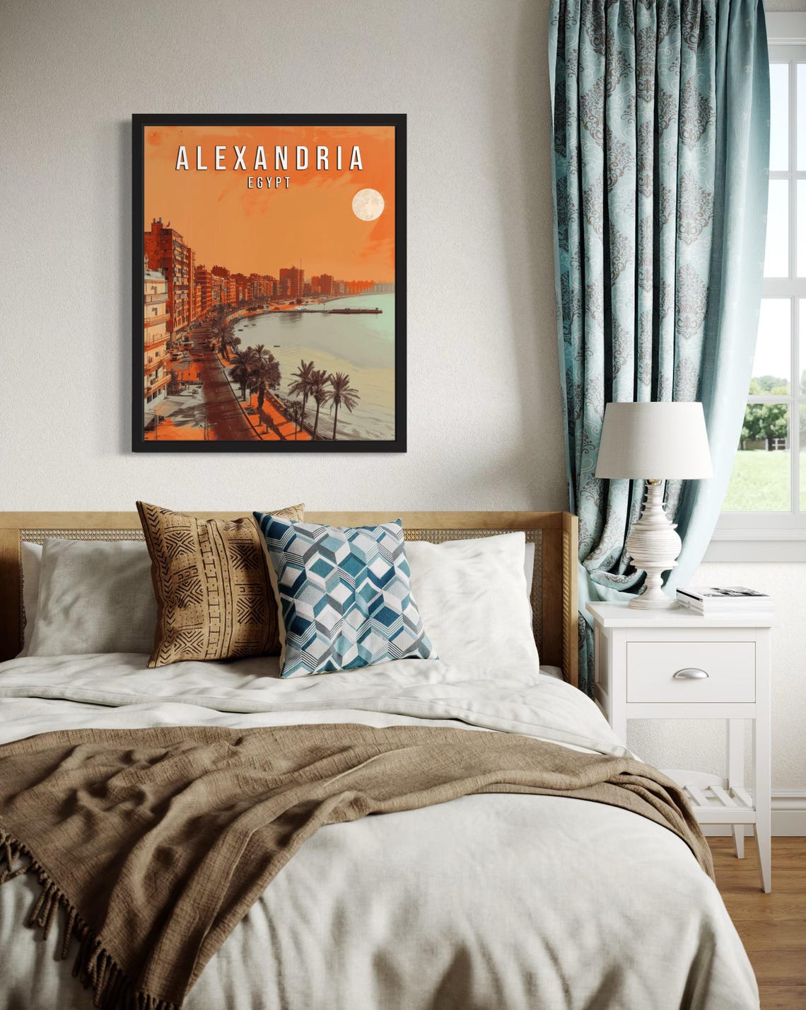 Alexandria Egypt Seafront Corniche at Dusk Vintage Travel Poster - Image 4