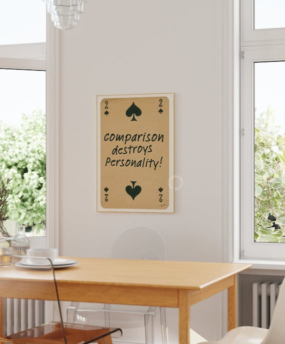 Retro Playing Card Art Print, Neutral Bar Cart Decor