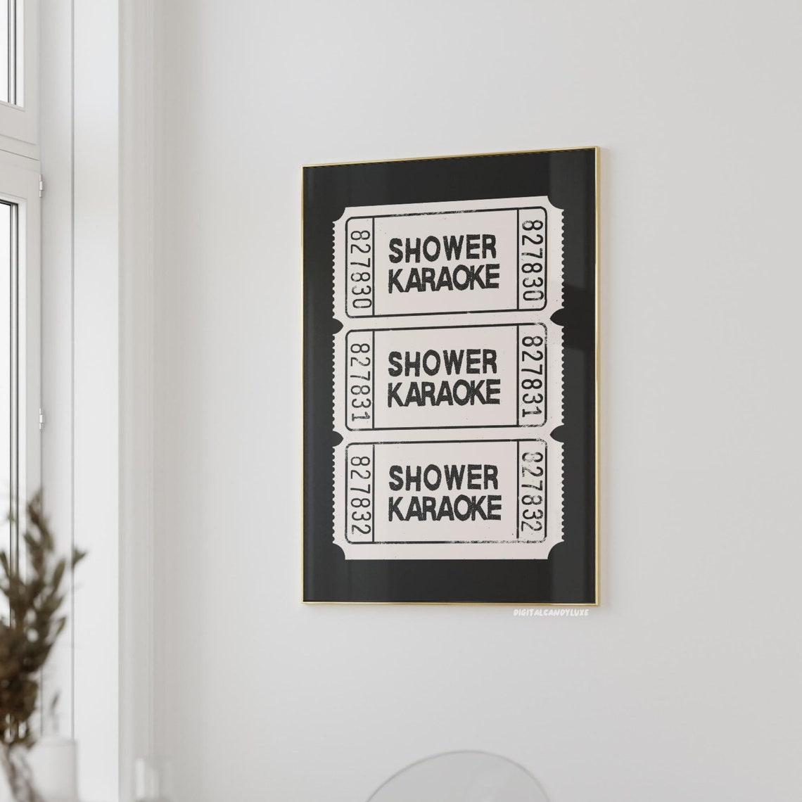 Shower Karaoke Funny Black White Retro Ticket Stub Trio Poster
