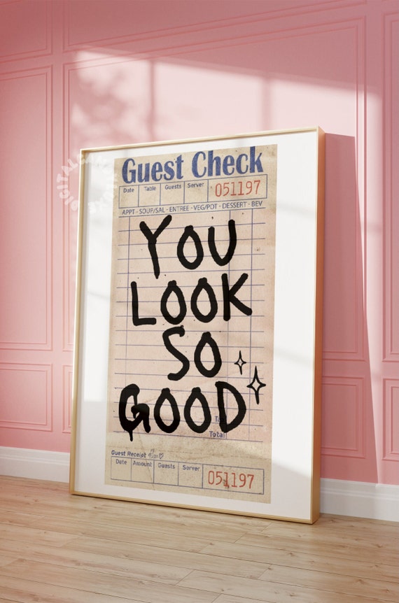 Guest Check Retro Wall Art Poster, Black