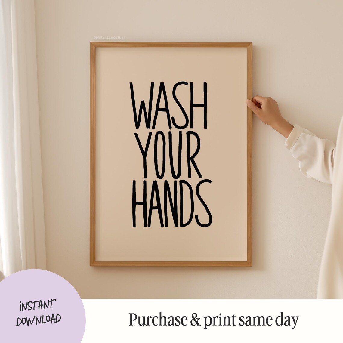 Wash Your Hands Retro Bathroom Wall Art Print - Image 3