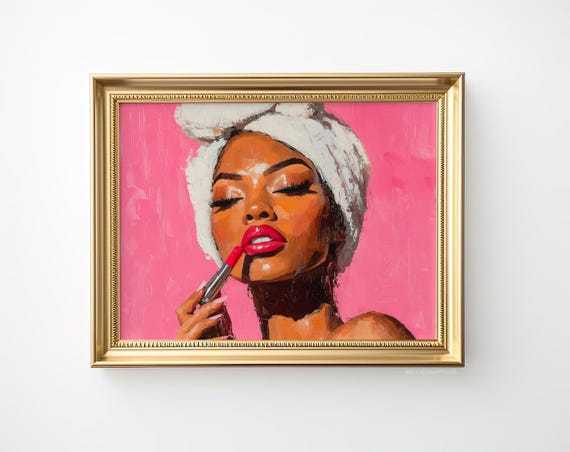Black Girl Wall Art, Vintage Oil Painting Art Print