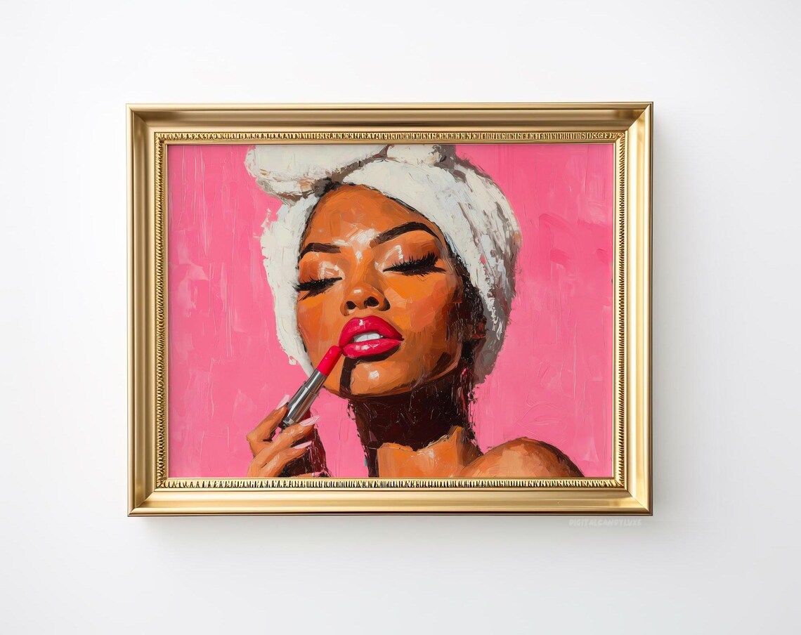 Black Girl Wall Art, Vintage Oil Painting Art Print