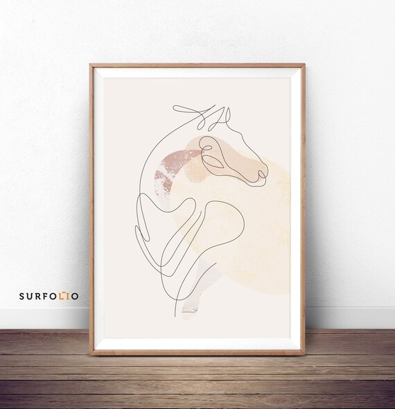 Minimal Horse Line Art, Abstract Equine Drawing
