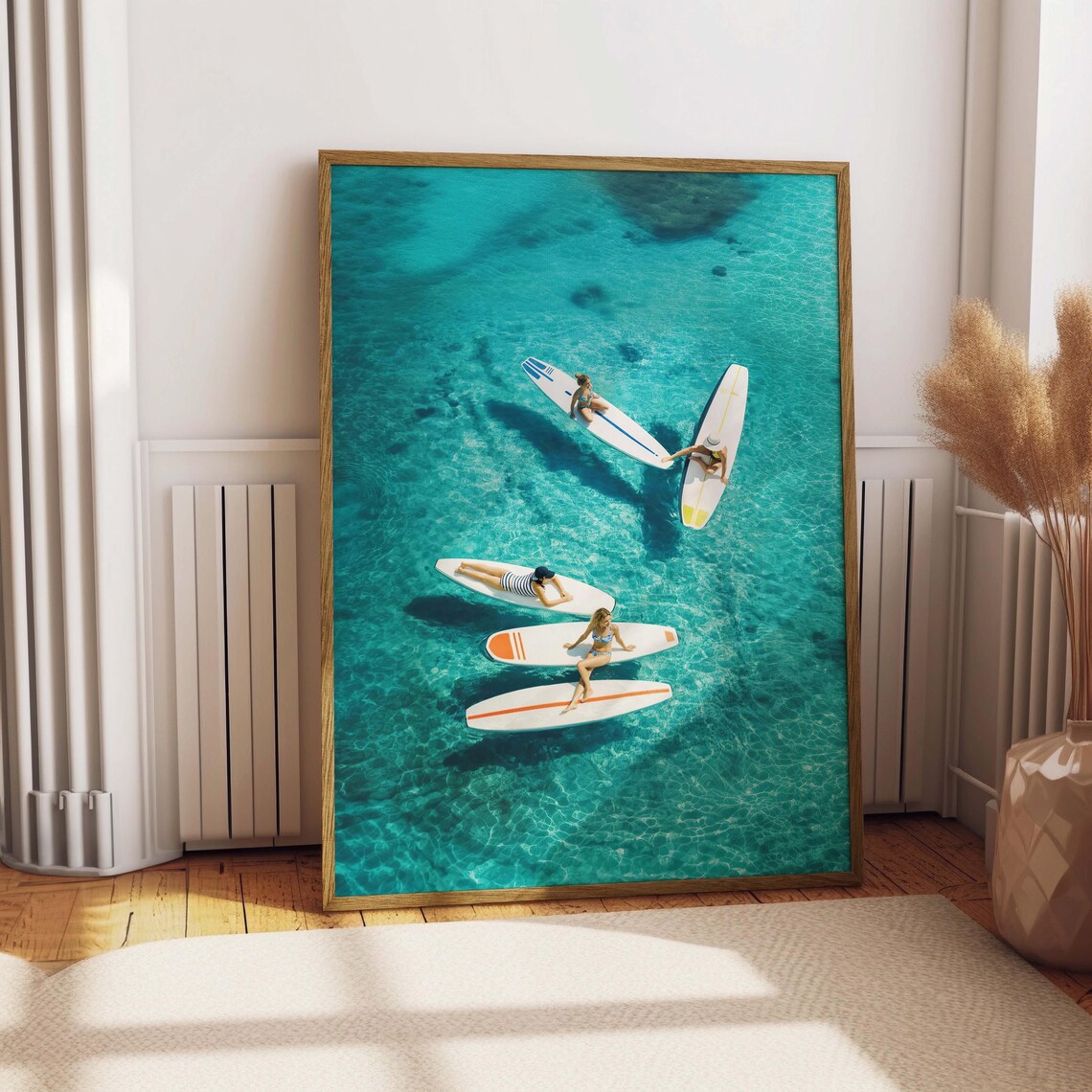 Paddleboard Summer Beach Print, Coastal Ocean View