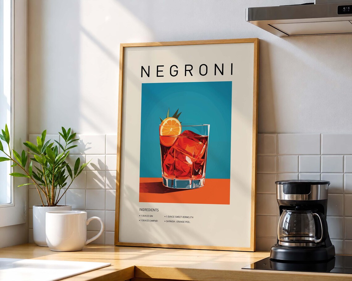 Negroni Cocktail Classic Bar Cart Art Print