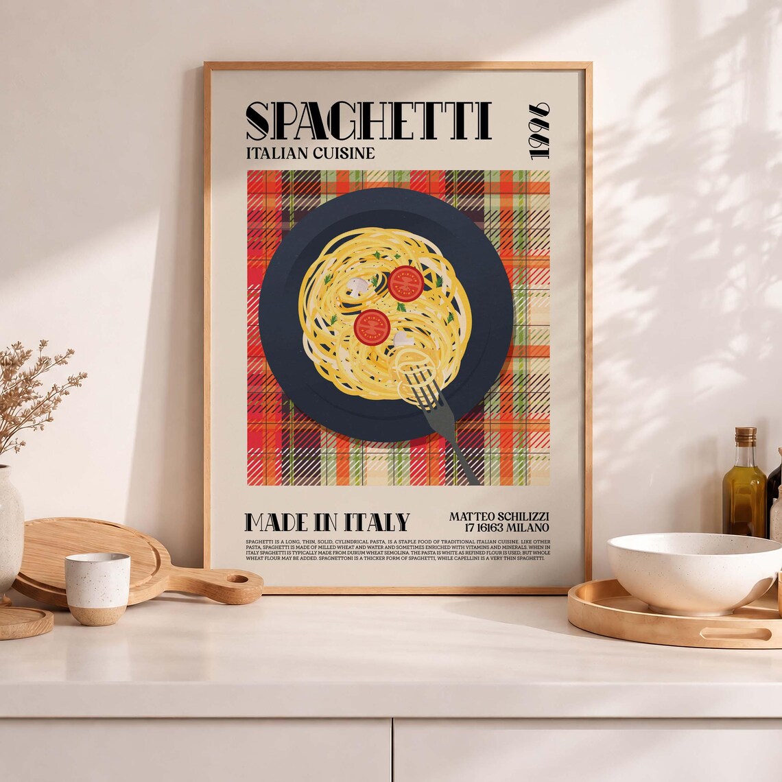 Spaghetti Retro Kitchen Poster, Art Print