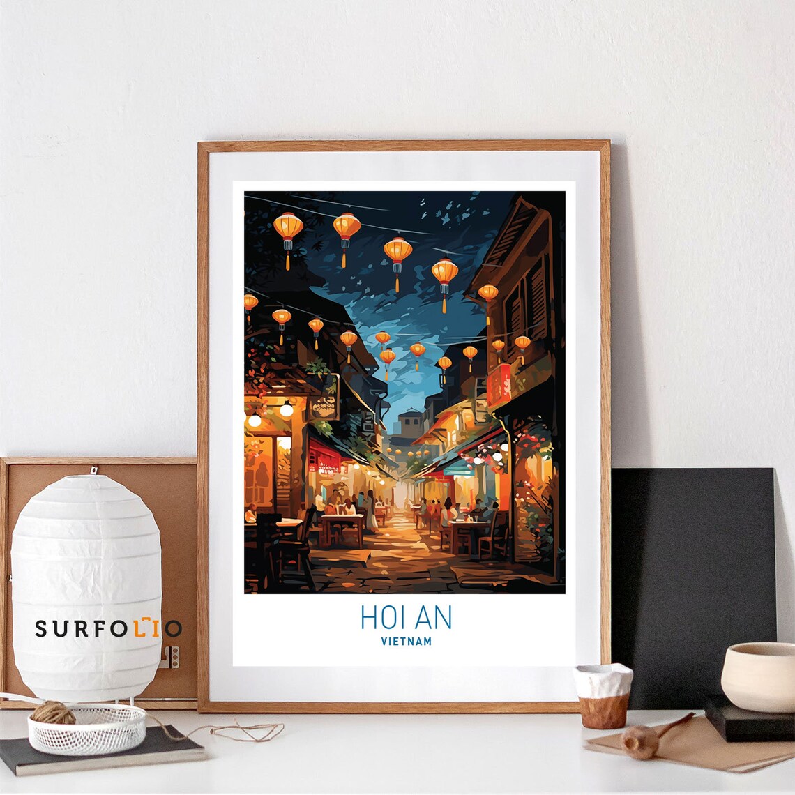 Hoi An Vietnam Night Lantern Street Old Town Travel Art Poster