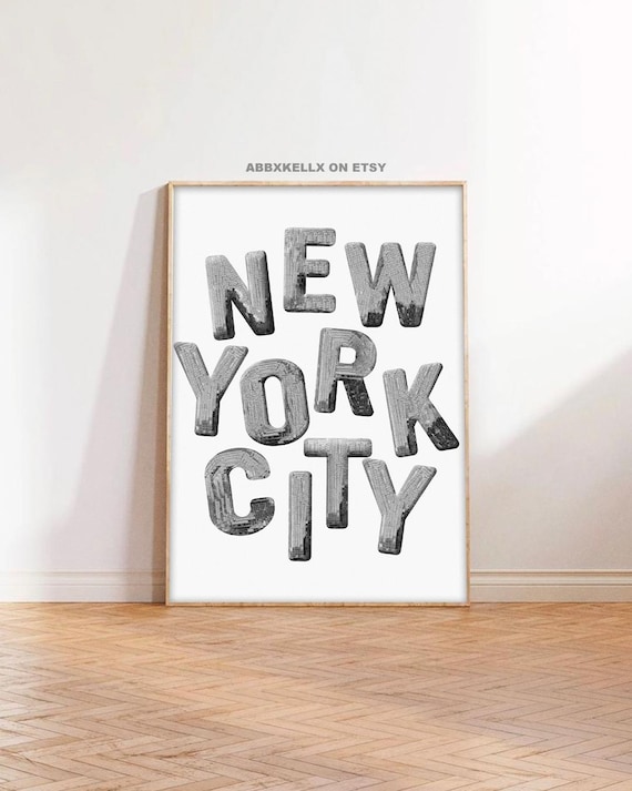 New York City Photo Collage Letters Black White Trendy Art Poster