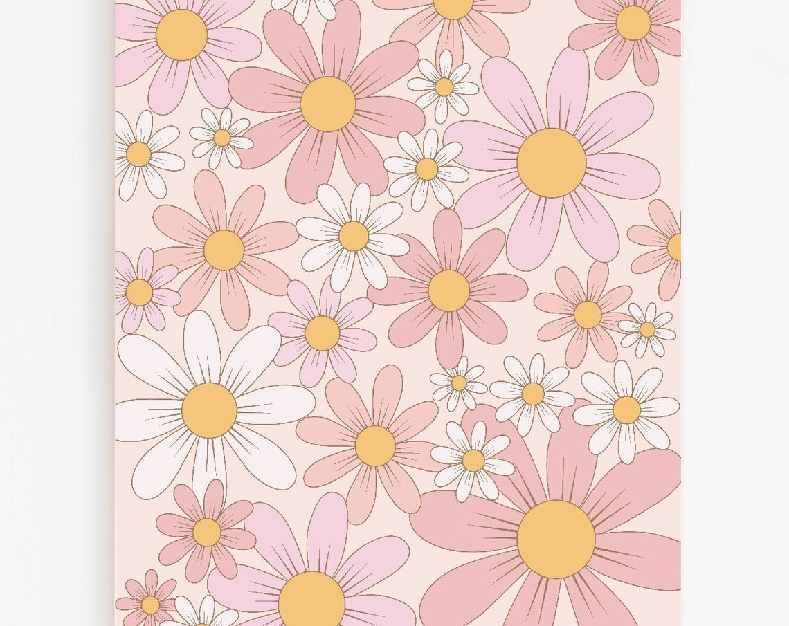 Daisy Wall Art Baby Girl Nursery Print Girls Boho Baby Girl Nursery Decor Pastel Girls Bedroom Baby Shower Gift