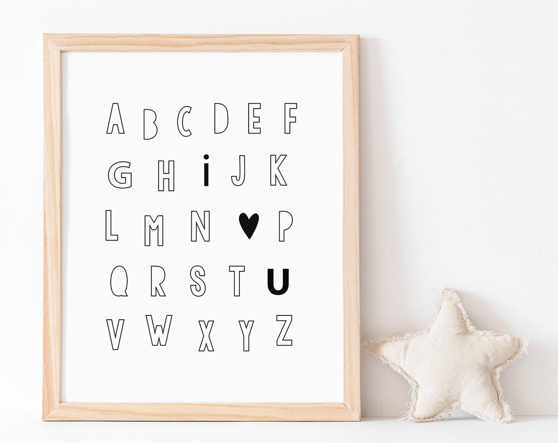 Alphabet Decor Monochrome Nursery Art Print