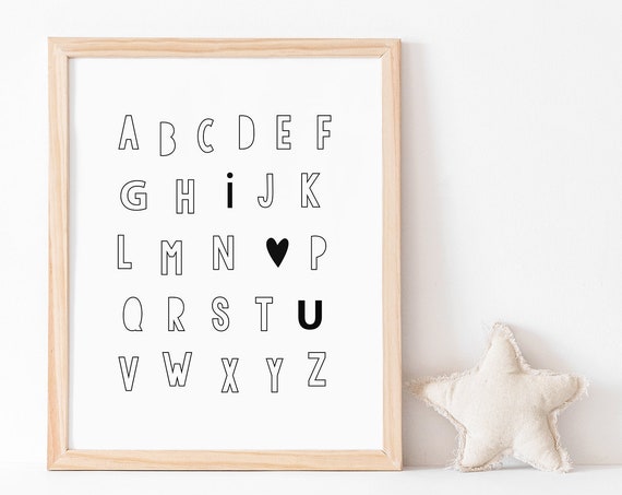 Alphabet Decor Monochrome Nursery Art Print