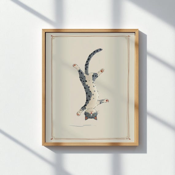 Cat Nursery Print Playful Kitten Wall Art For Kids Room Or Baby Whimsical Poster