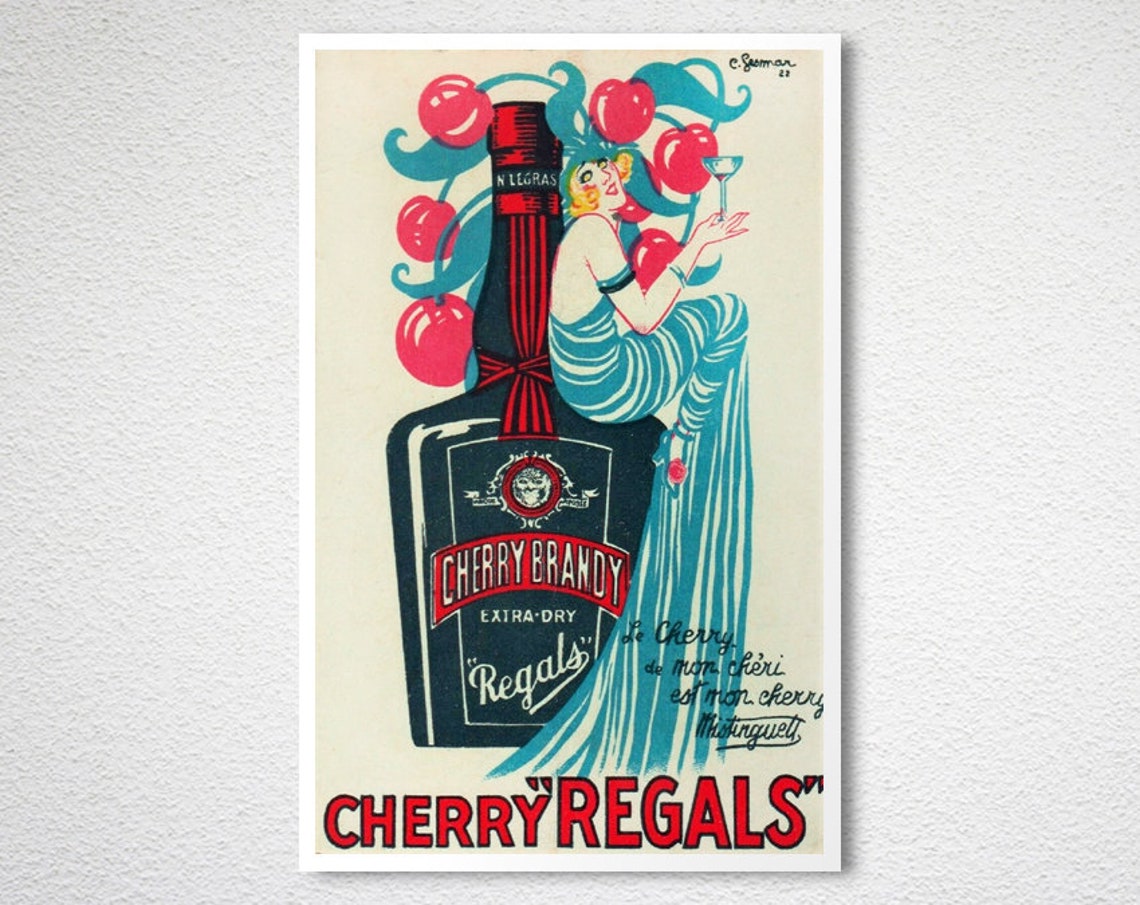 Cherry Regals Extra Dry Cherry Brandy Vintage Advertising Poster - Image 2