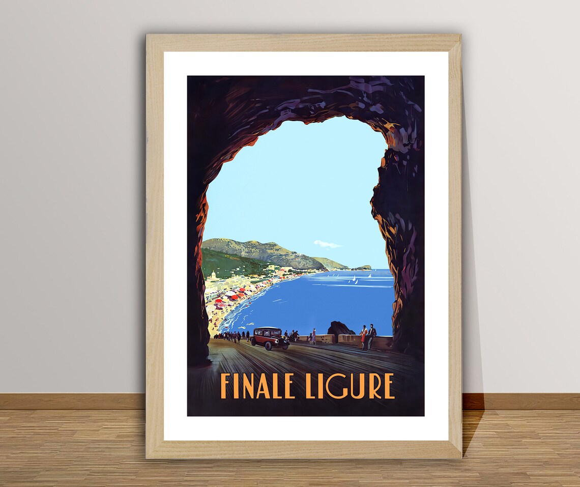 Finale Ligure Vintage Travel Poster, Italy Wall Decor