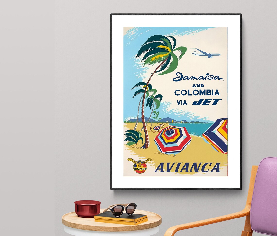 Jamaica And Colombia Vintage Travel Poster