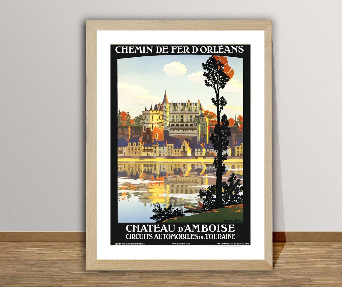 Château d'Amboise Loire Valley Vintage French Railway Travel Poster