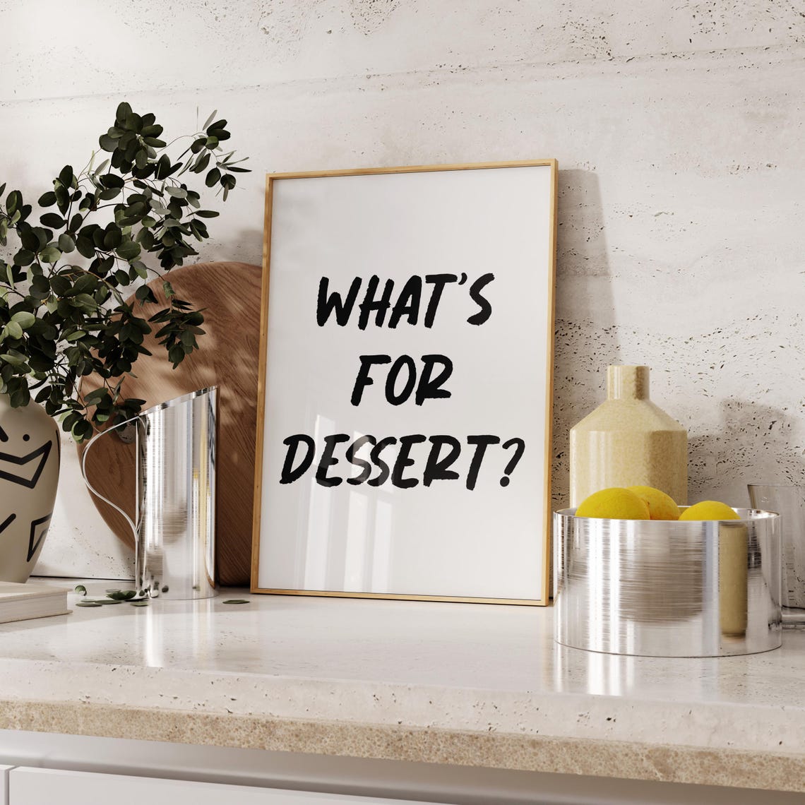 What's For Dessert Black Brush Lettering Modern Kitchen Poster - Image 4
