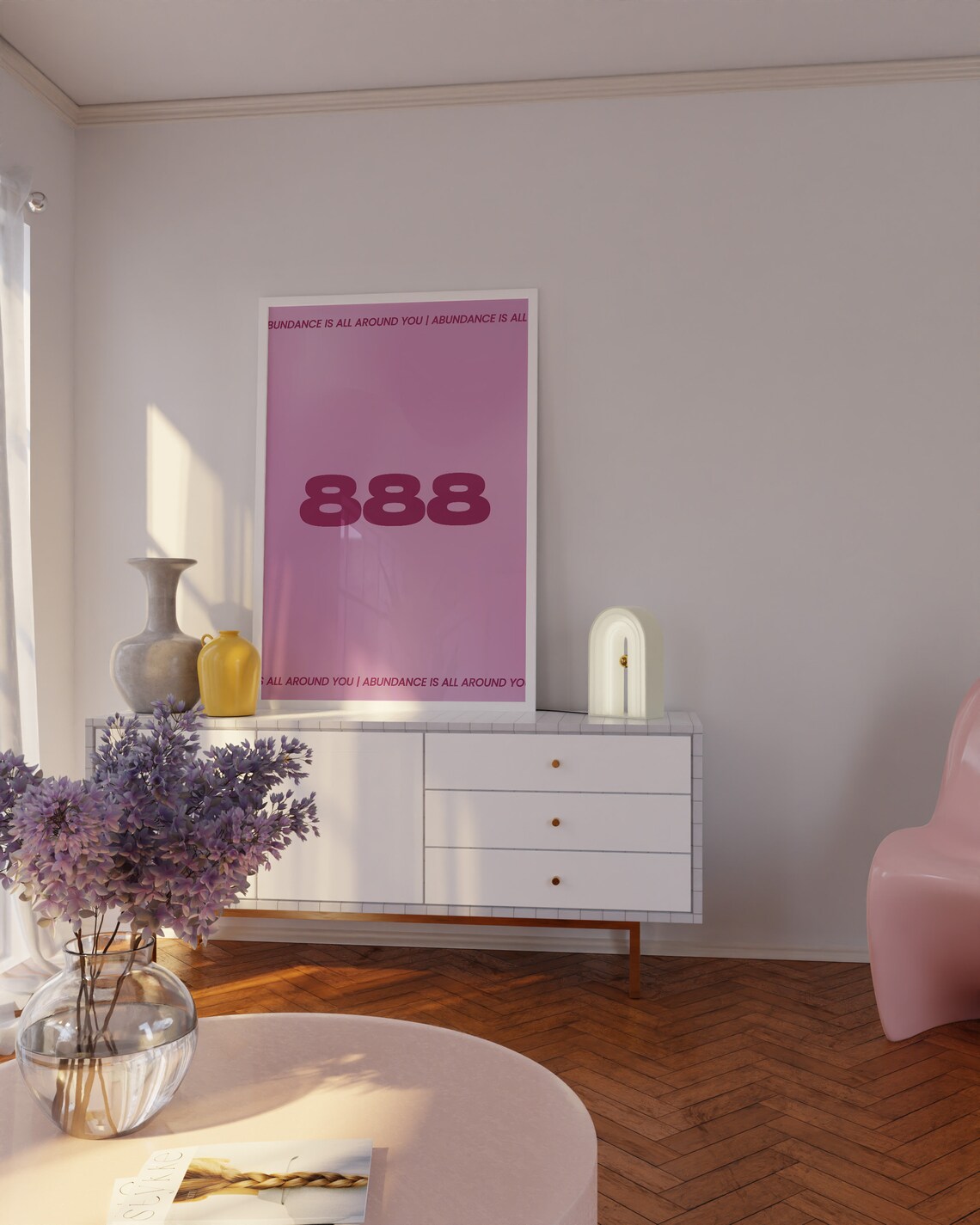 888 Angel Number Dark Pink Purple Aura Abundance Wall Art Poster - Image 4