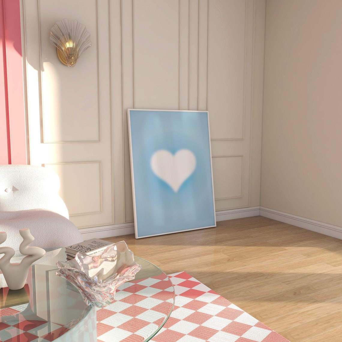 Blue Aura Heart Gradient Spiritual Trendy Minimal Dreamy Room Poster - Image 2