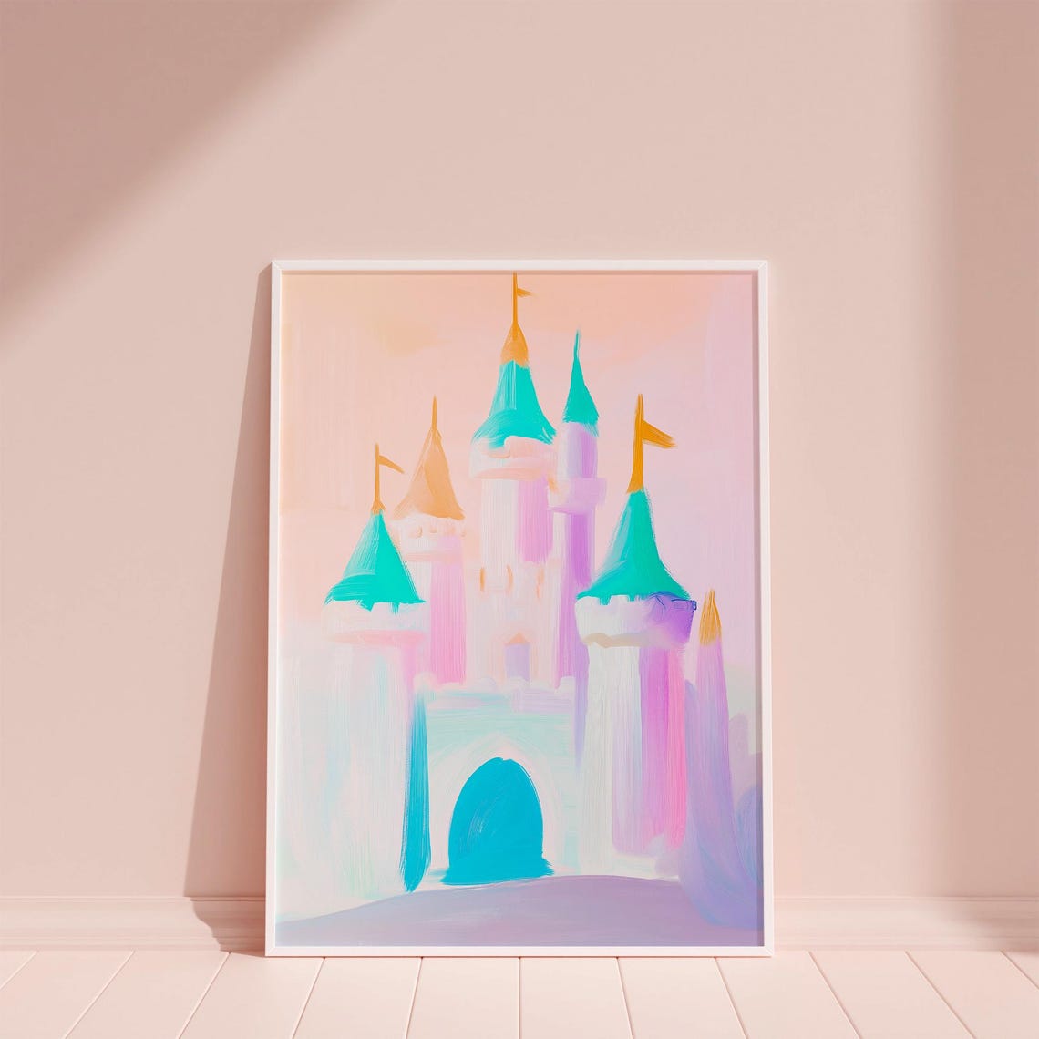 Pastel Fairy Tale Castle Magic Kingdom Princess Nursery Wall Art - Image 2