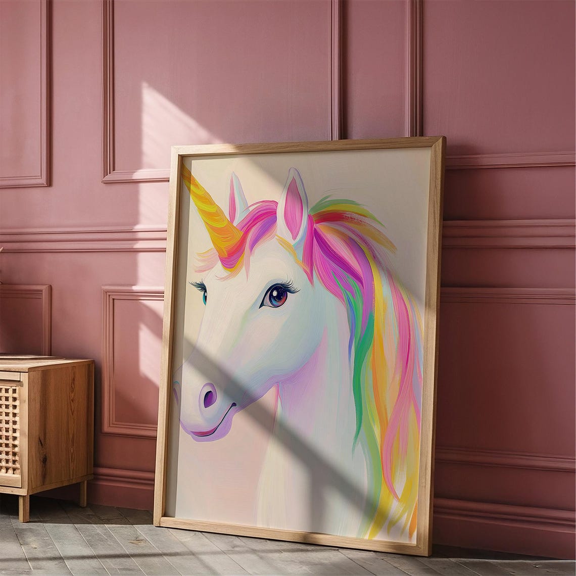 Unicorn Head With Flowing Rainbow Mane Pastel Girls Room Poster - Image 6