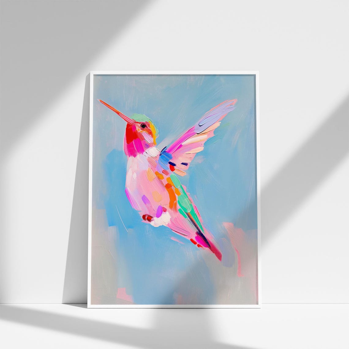 Colorful Hummingbird In Flight Pastel Impressionist Bird Poster - Image 4