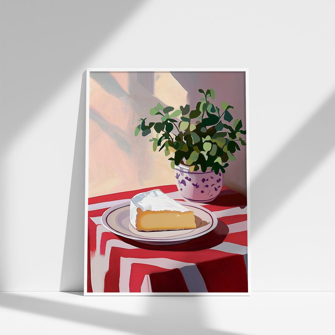 Camembert Cheese Wedge Still Life With Plant French Kitchen Poster - Image 6