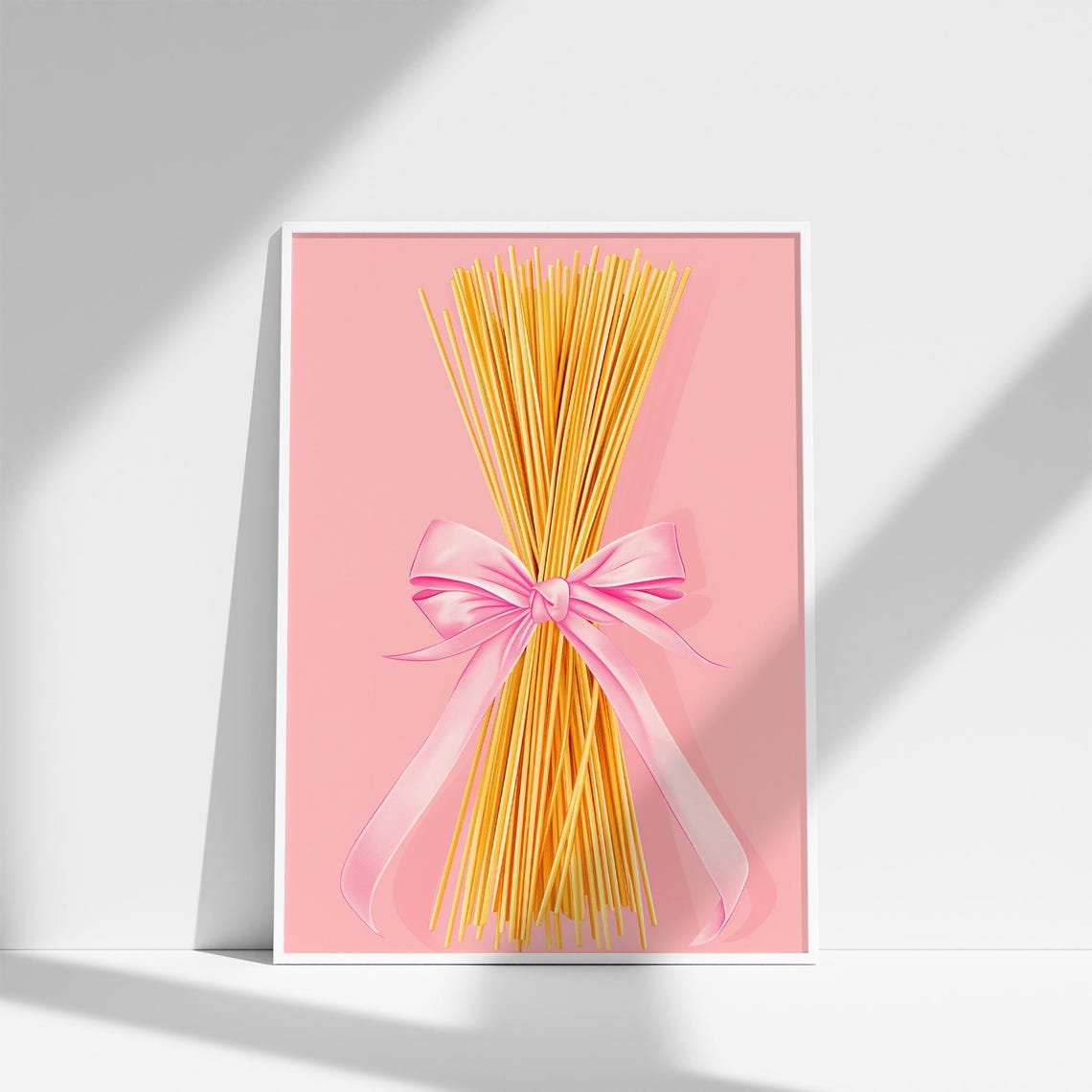 Spaghetti Bundle With Pink Ribbon Bow Pasta Lover Kitchen Poster - Image 3