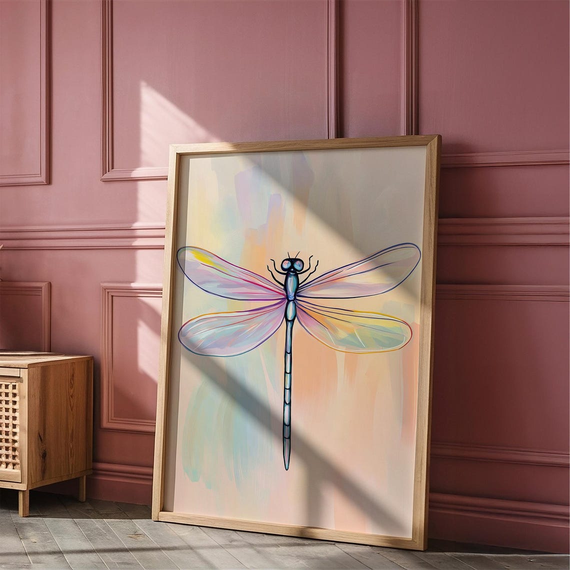 Rainbow Dragonfly With Iridescent Wings Pastel Insect Decor Poster - Image 5