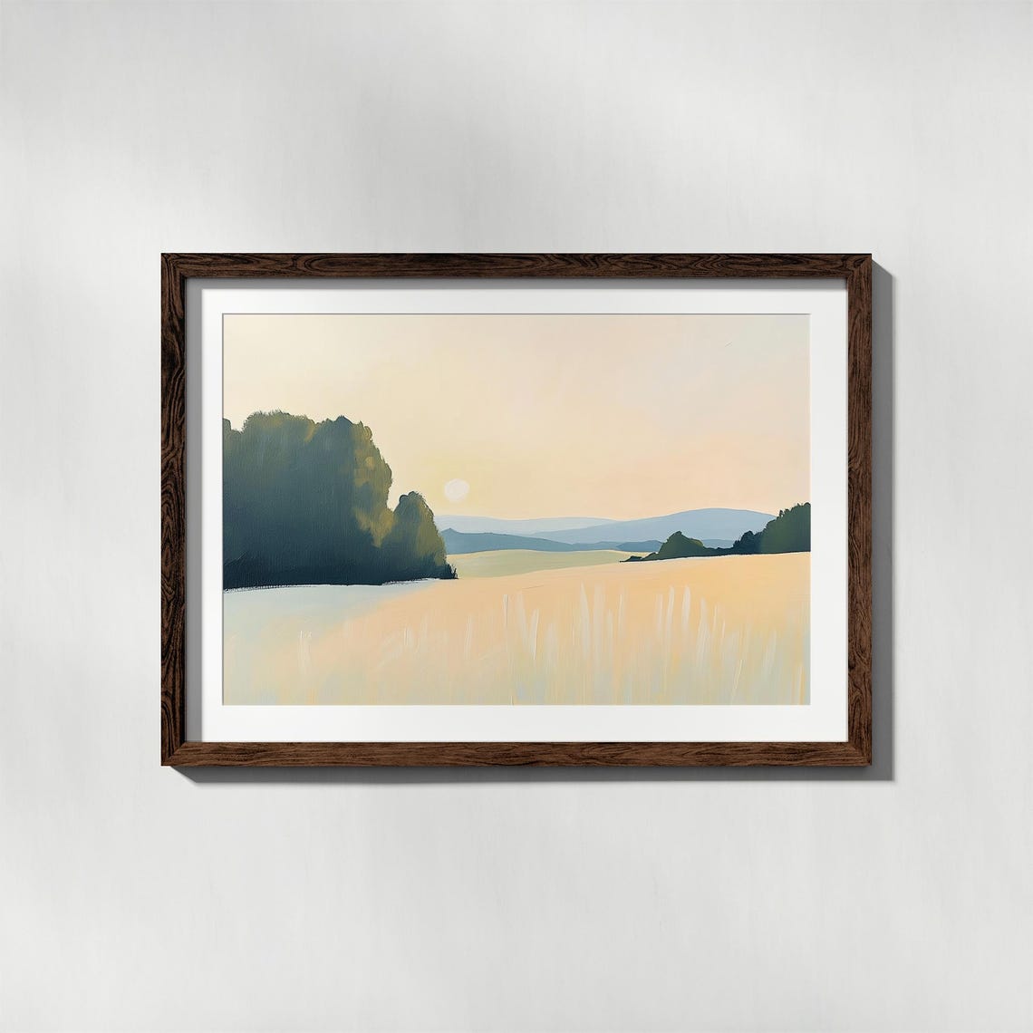 Peaceful Prairie Field At Sunset Under Soft Peach Sky Poster - Image 4