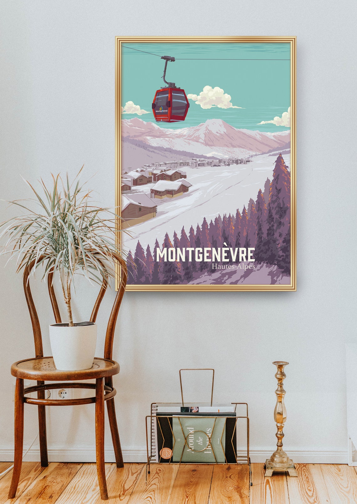 Montgenevre Ski Resort Poster France Hautes Alpes Cottian Alps Via Lattea Snowboarding Retro Ski Print Milky Way Ski Area Sestriere - Image 2