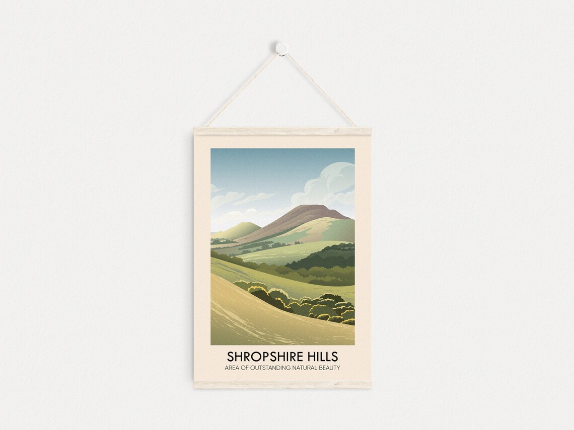 Shropshire Hills AONB Vintage Travel Poster, Shrewsbury - Image 3