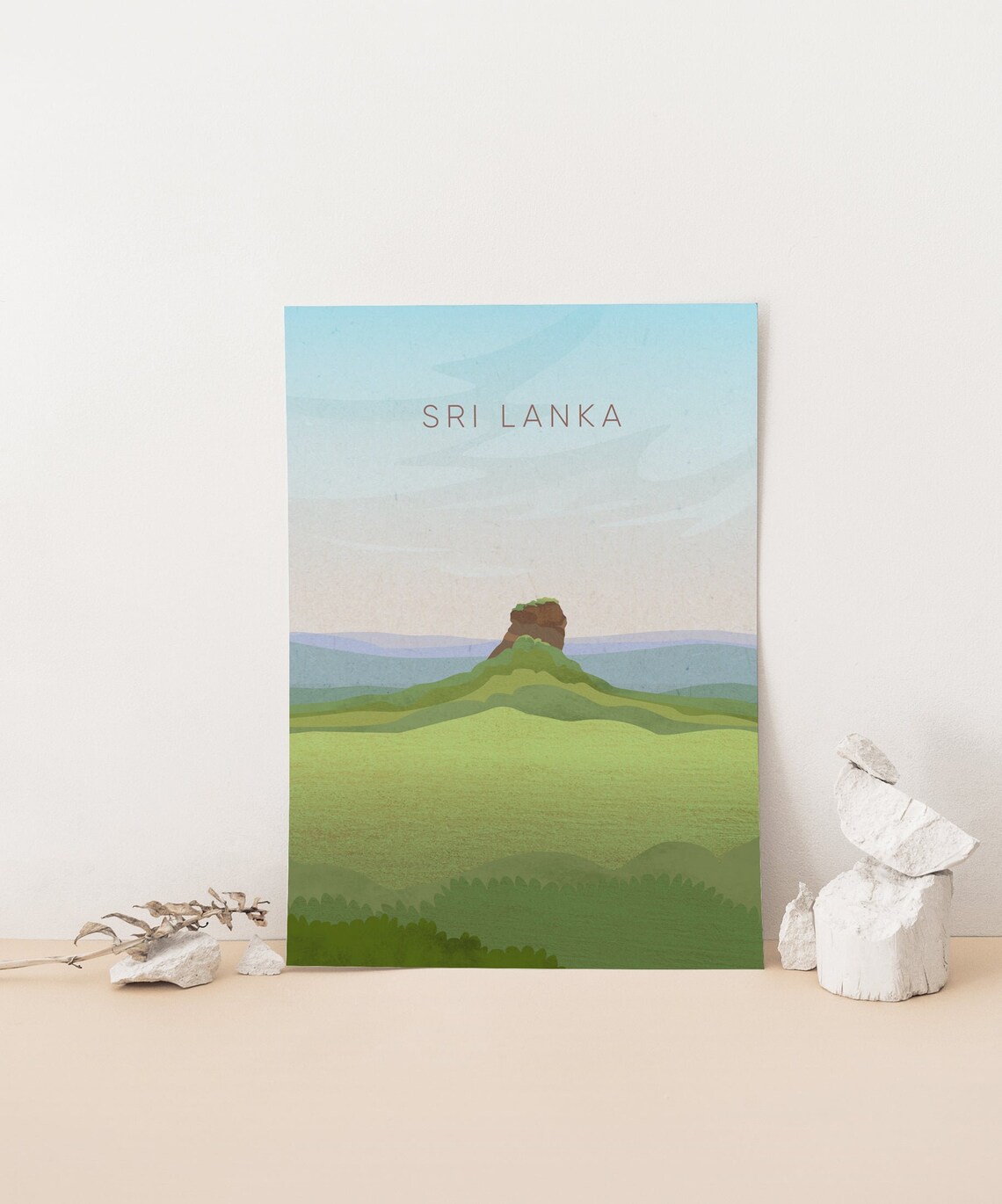 Sri Lanka Sigiriya Rock Green Hills Minimalist Landscape Poster - Image 4