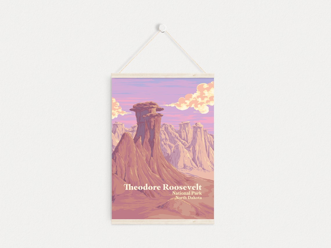 Theodore Roosevelt National Park Poster Usa North Dakota Badlands Little Missouri River Hoodoos Vintage Travel Prints Retro Wall Art - Image 4