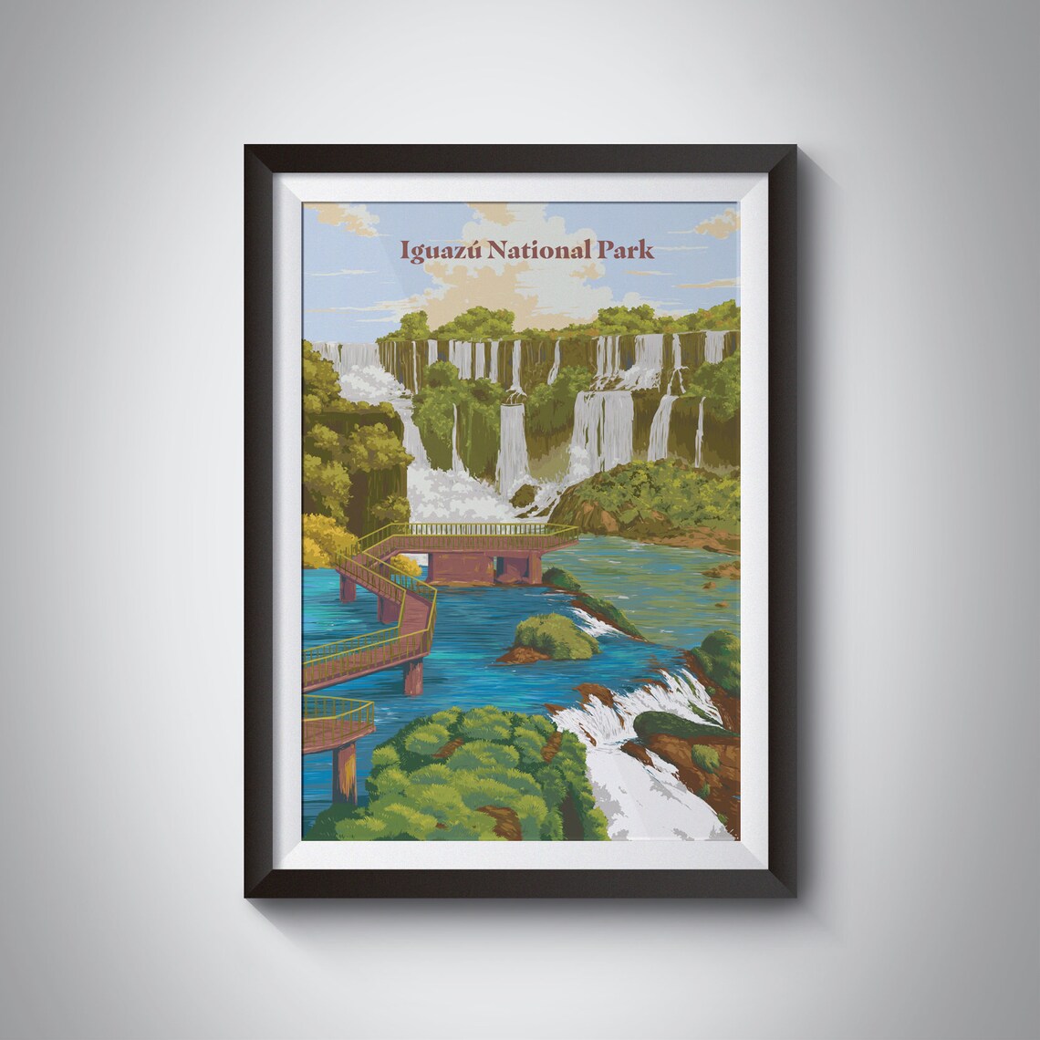Iguazu National Park Travel Poster, Argentina Falls