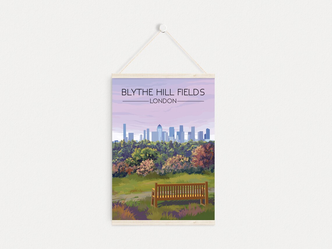 Blythe Hill Fields London Vintage Travel Poster - Image 4