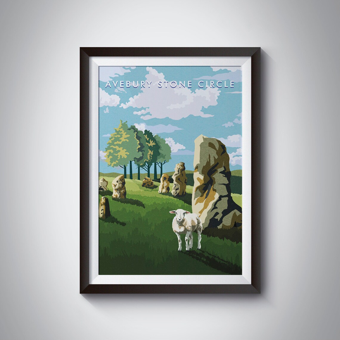 Avebury Stone Circle Retro Travel Poster
