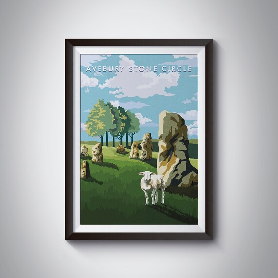 Avebury Stone Circle Retro Travel Poster