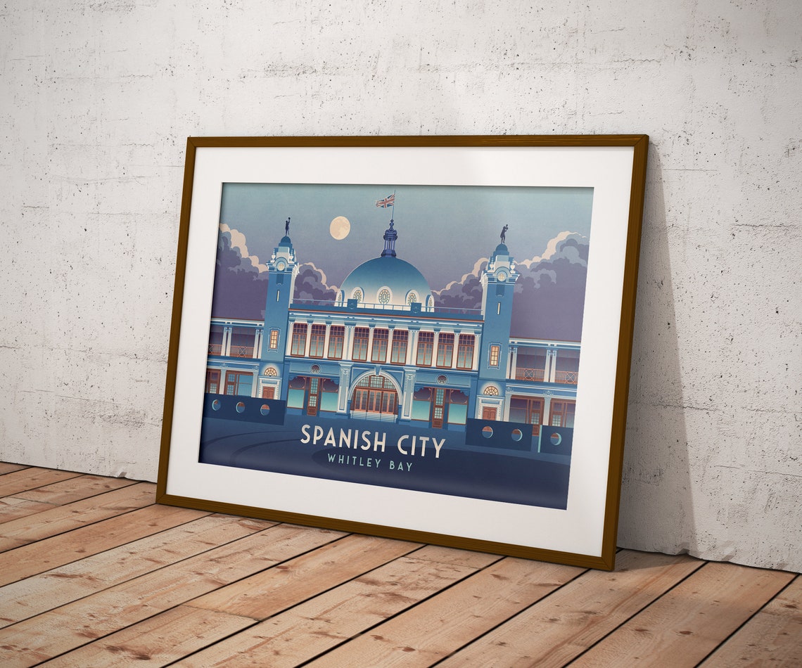 Spanish City Moonrise Vintage Whitley Bay Seaside Dome Poster - Image 4