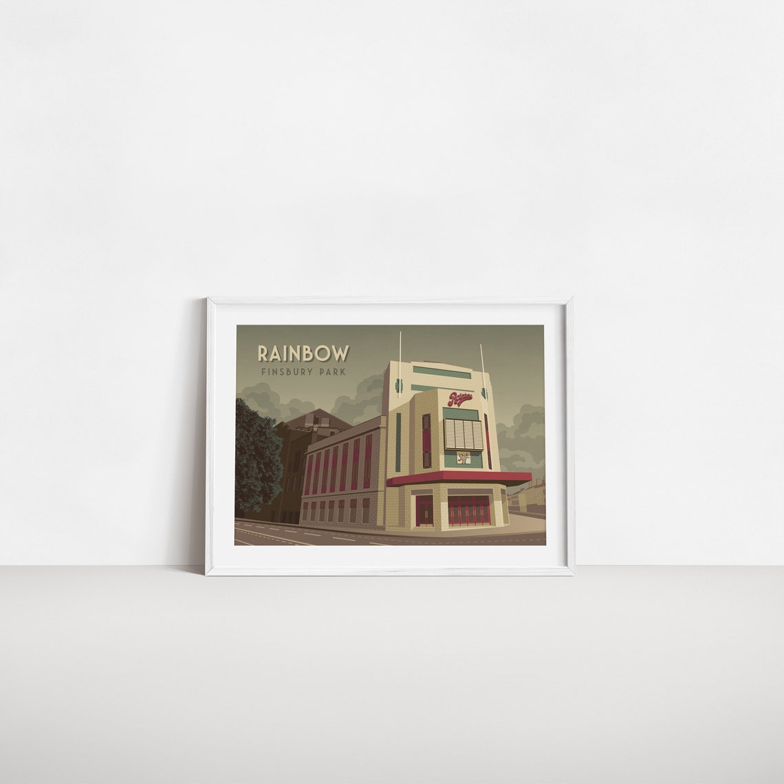 Rainbow Finsbury Park London Poster Rainbow Theatre Music Venue London Architecture The Beatles Vintage Travel Print Art Deco Building - Image 2
