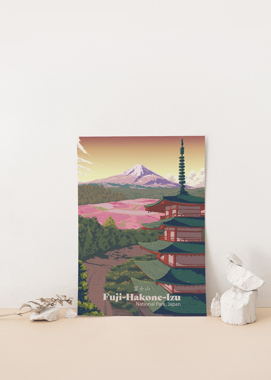 Fuji Hakone Izu National Park Poster Japan Travel Poster Mount Fuji Wall Art Japanese Travel Print Tokyo Blossoms Mountain Painting - Image 4