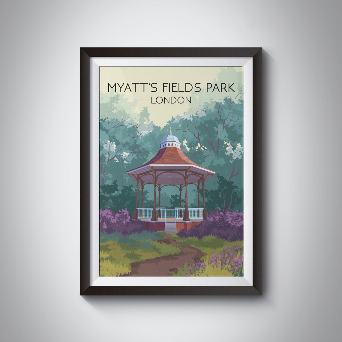 Myatts Fields Park London Vintage Travel Poster
