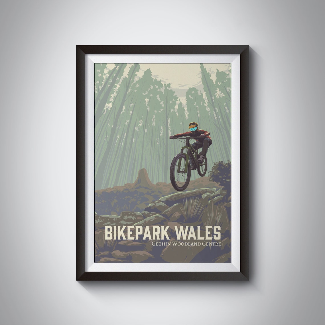 Bikepark Wales Travel Poster, Mountain Bike Art