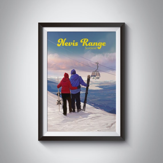 Nevis Range Ski Resort Poster Nevis Range Mountain Resort Fort William Ski Resort Print Scottish Highlands Ben Nevis Print Glenshee