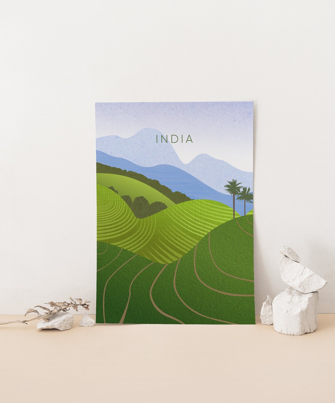 India Munnar Kerala Tea Plantation Green Hills Travel Poster - Image 4