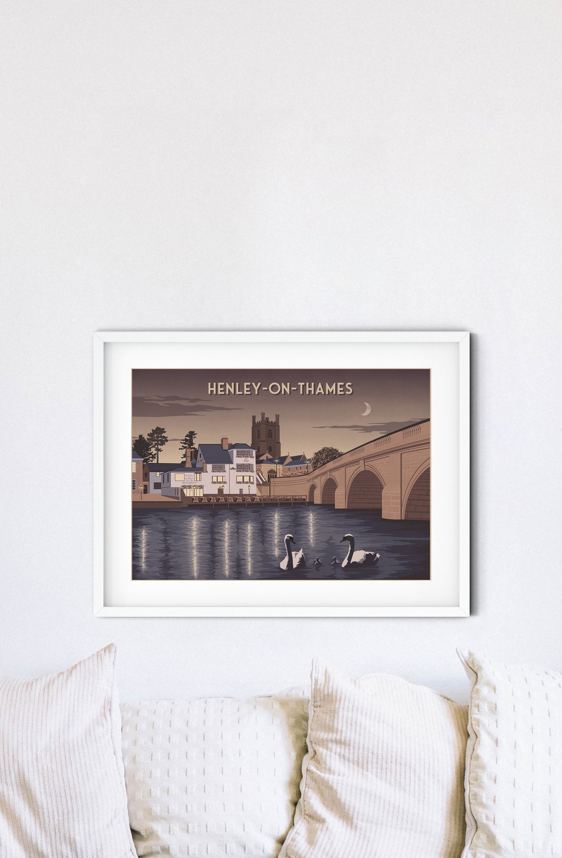 Henley on Thames Evening Bridge Swans Vintage Railway Poster - Image 4