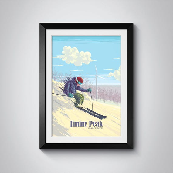 Jiminy Peak Massachusetts Usa Ski Resort Travel Poster Jiminy Peak Print Massachusetts Ski Poster Mountain Travel Print Usa Ski Poster